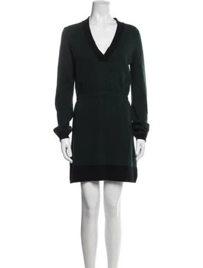 Pre-owned Fendi V-neck Mini Dress In Green
