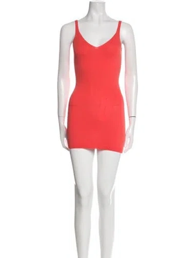 Pre-owned Fendi V-neck Mini Dress In Orange