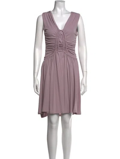 Pre-owned Fendi V-neck Mini Dress In Purple