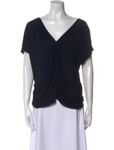 Pre-owned Fendi V-neck Short Sleeve Blouse In Blue