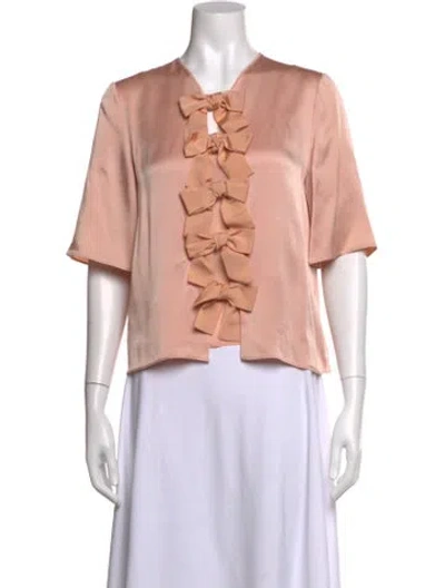Pre-owned Fendi V-neck Short Sleeve Top In Neutral