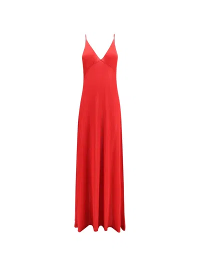Fendi Silk V-neck Sleeveless Maxi Dress In Orange