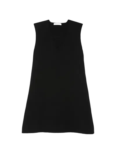 Fendi V-neck Sleeveless Dress In Black