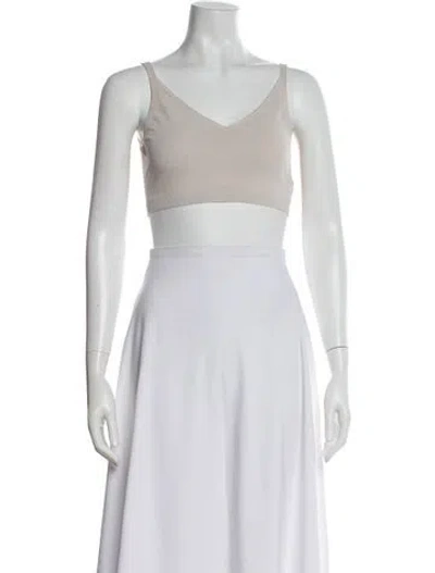 Pre-owned Fendi V-neck Sleeveless Sports Bra In White