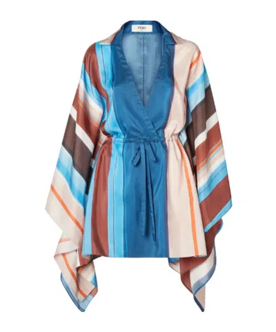 Fendi V-neck Striped Dress In Multi