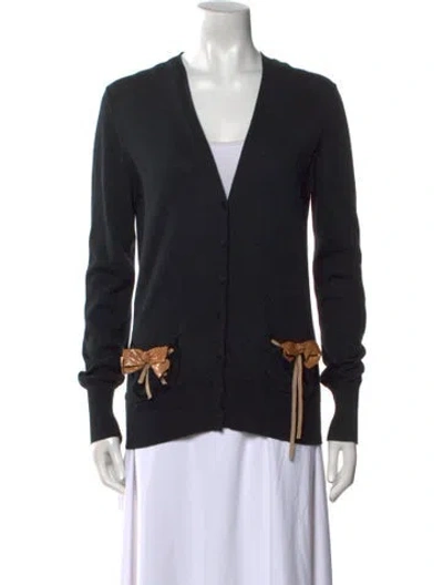 Pre-owned Fendi V-neck Sweater In Black