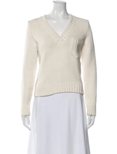Pre-owned Fendi V-neck Sweater In White