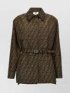 Fendi Waist Belt Collar Neck Long Sleeves Jacket