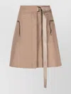 Fendi Waist Belted Skirts With Slit And Pockets In Nude