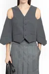 Fendi Deconstructed Pinstripe Wool Waistcoat In Grey