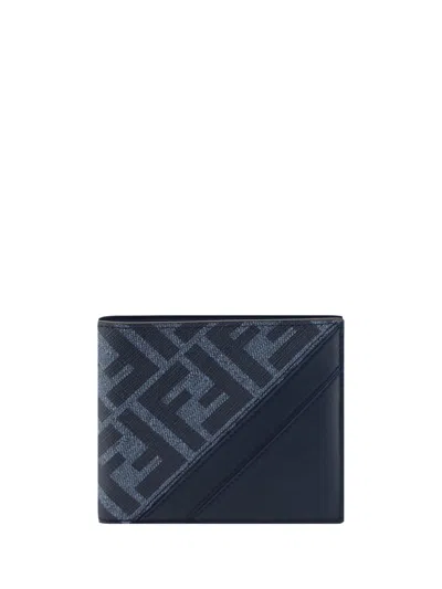 Fendi Wallet In Denim Blu+blu Scr+p