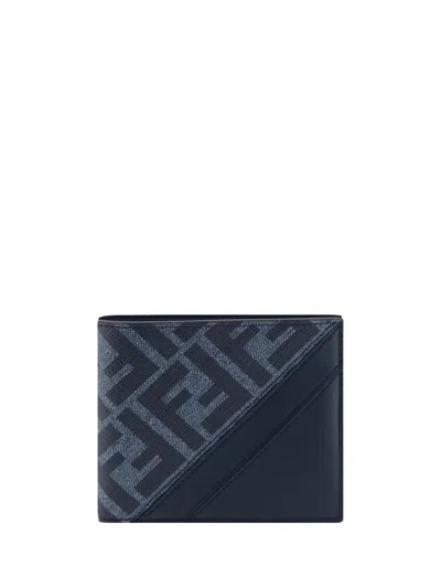 Fendi Wallet In Denim Blu+blu Scr+p
