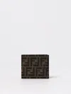 Fendi Ff Jacquard Fabric Bi-fold Wallet Accessories In Brown