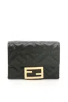 Fendi Nappa Leather Baguette Micro Trifold Wallet In Blue