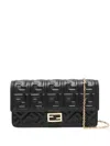 Fendi Ff Embossed Wallet On Chain Baguette In Blue