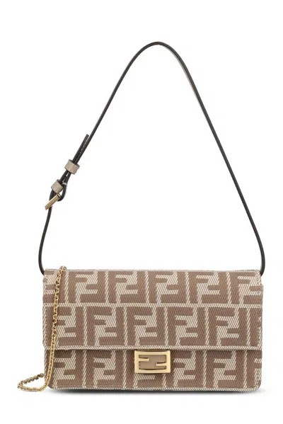 Fendi Wallet On Chain Baguette Bag In Bc Tortora+tort+os