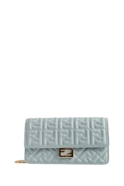 Fendi Wallet On Chain Baguette Bag In Blue