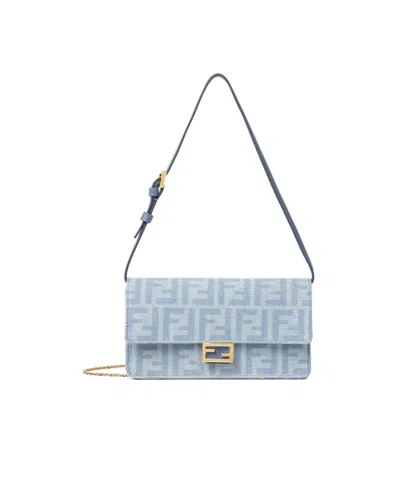 Fendi Wallet On Chain Baguette In Blue