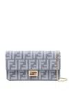 Fendi Denim-effect Ff Jacquard Baguette Wallet On Chain In Brown