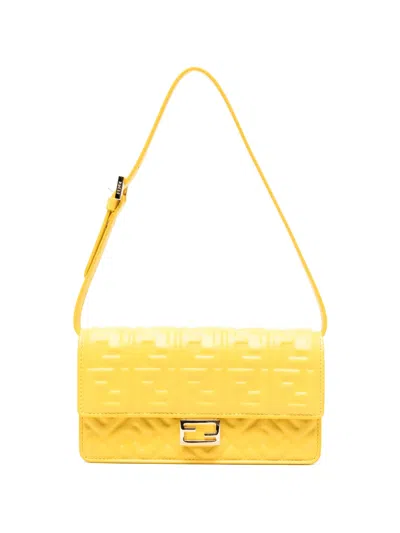 Fendi Wallet On Chain Baguette Cross Body Bag In Yellow