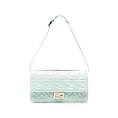 Fendi Wallet On Chain Baguette In Nappa With Ff Pattern In Blue