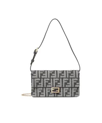 Fendi Wallet On Chain Baguette In Gray