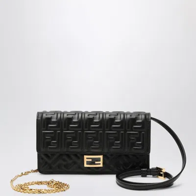 Fendi Wallet On Chain Baguette In Black Nappa Leather Women