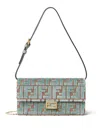 Fendi Women Baguette Wallet On Chain Ff Jacquard Fabric Shoulder Bag In Green