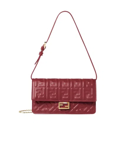 Fendi Wallet On Chain Baguette In Burgundy