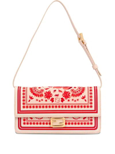 Fendi Wallet On Chain Baguette Shoulder Bag In Red