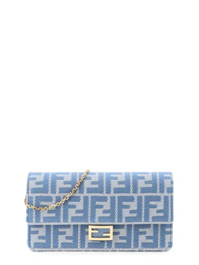 Fendi Wallet On Chain Baguette With Shoulder Strap With All-over Ff Motif