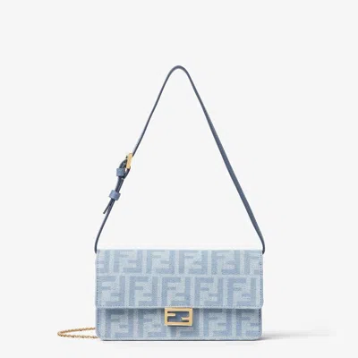 Fendi Wallet On Chain Denim Ff/vit.c In Blue