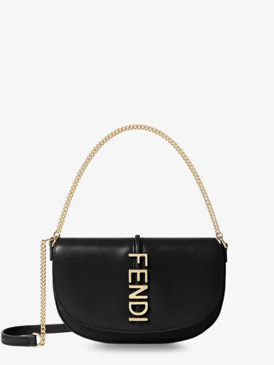 Fendi Wallet On Chain Graphy Leather Shoulder Bag In Black