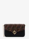 Fendi Wallet On Chain Ff Diamonds Leather Crossbody Bag In Black