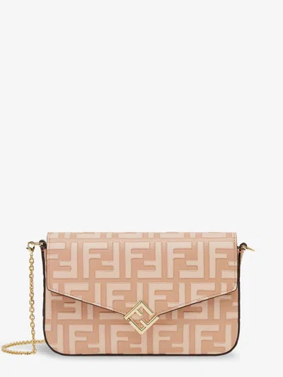 Fendi Wallet On Chain Ff Diamonds Leather Shoulder Bag In Pink