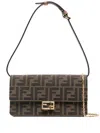 Fendi Wallet On Chain Ff Jacquard Uette Accessories In Brown