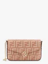 Fendi Wallet On Chain Leather Shoulder Bag With Ff Embossed Motif