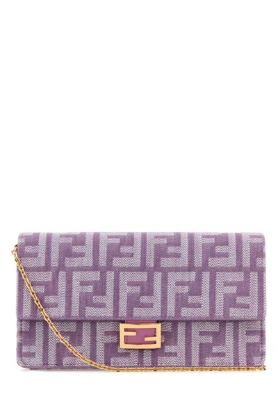 Fendi Wallet On Chain Tessuto Ff In Blue