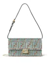 Fendi Wallet On Chain Uette In Ff Jacquard Velvet Bags In Gray