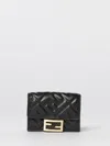 Fendi Nappa Leather Uette Micro Trifold Wallet Accessories In Black