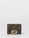 Fendi Micro Trifold Baguette Wallet In Ff Jacquard Fabric In Brown