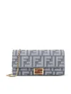 Fendi Denim-effect Ff Jacquard Uette Continental Wallet With Chain Bags