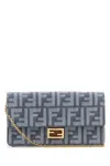 Fendi Denim-effect Ff Jacquard Uette Continental Wallet With Chain Bags