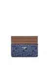 Fendi Denim Card Holder In Blue