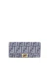 Fendi Denim-effect Ff Jacquard Uette Continental Wallet With Chain Bags