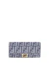 Fendi Denim-effect Ff Jacquard Uette Continental Wallet With Chain Bags