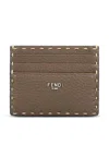Fendi Brown Selleria Card Holder With 100 Hand-sewn Topstitches In Brown