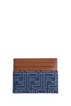 Fendi Denim Card Holder In Blue