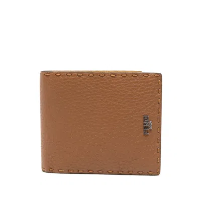 Fendi Selleria Stitching Wallet In Brown