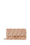 Fendi Ff Velvet Wallet On Chain In Pink